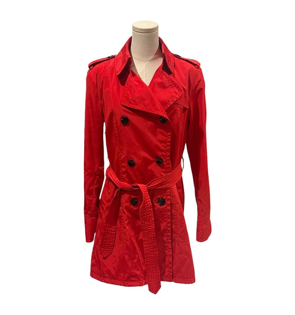 Vince Camuto Red Double Breasted Belted Trench Coat Womens Size Large